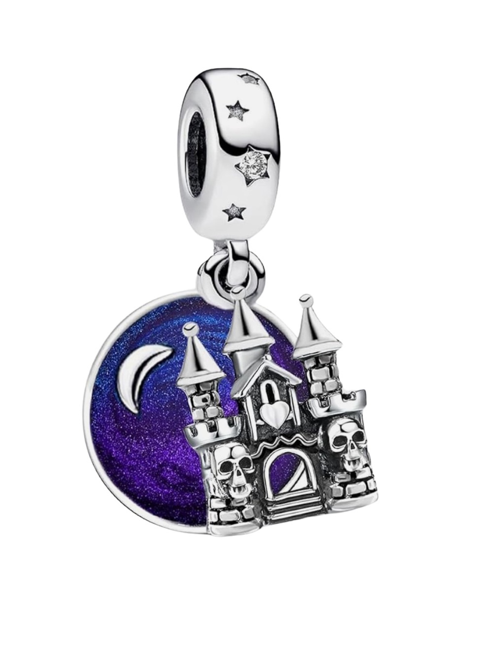 925 Haunted Castle Moon Skull Halloween Dangle Charm